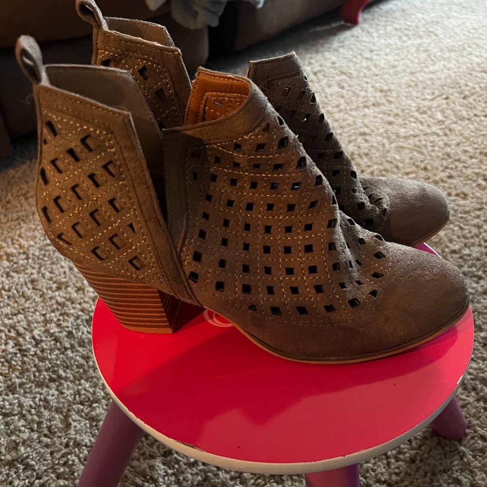 Brown Peekaboo Booties